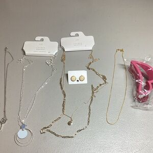(Bundle #8) LC Lauren Conrad Mixed Gold & Silver Layered Necklace Set